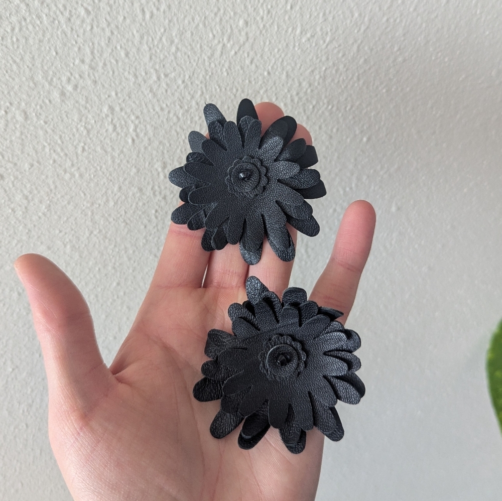 Leather Flower Earrings